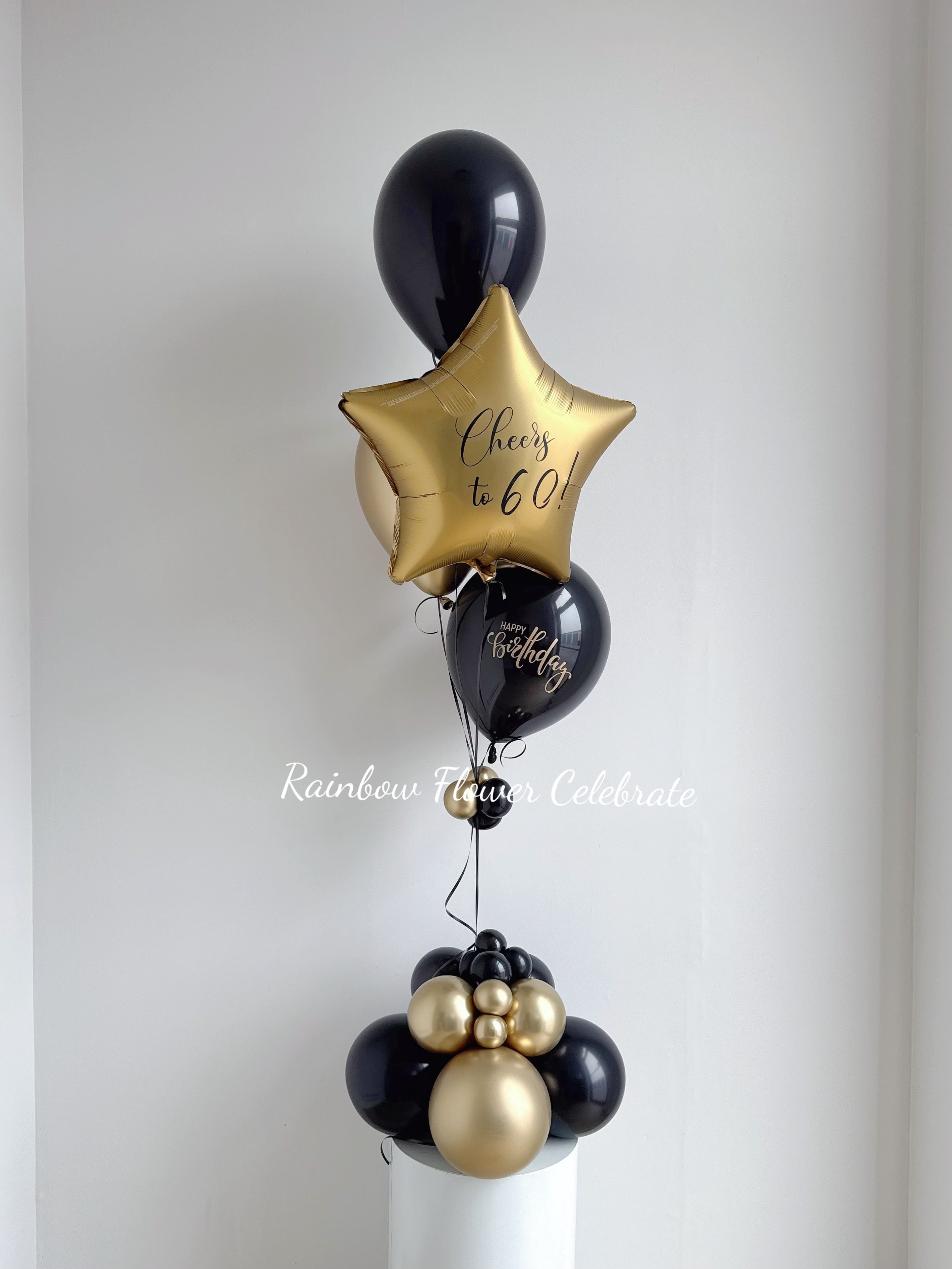 Center Piece Helium Bouquet with Personalized Message on Star or Heart