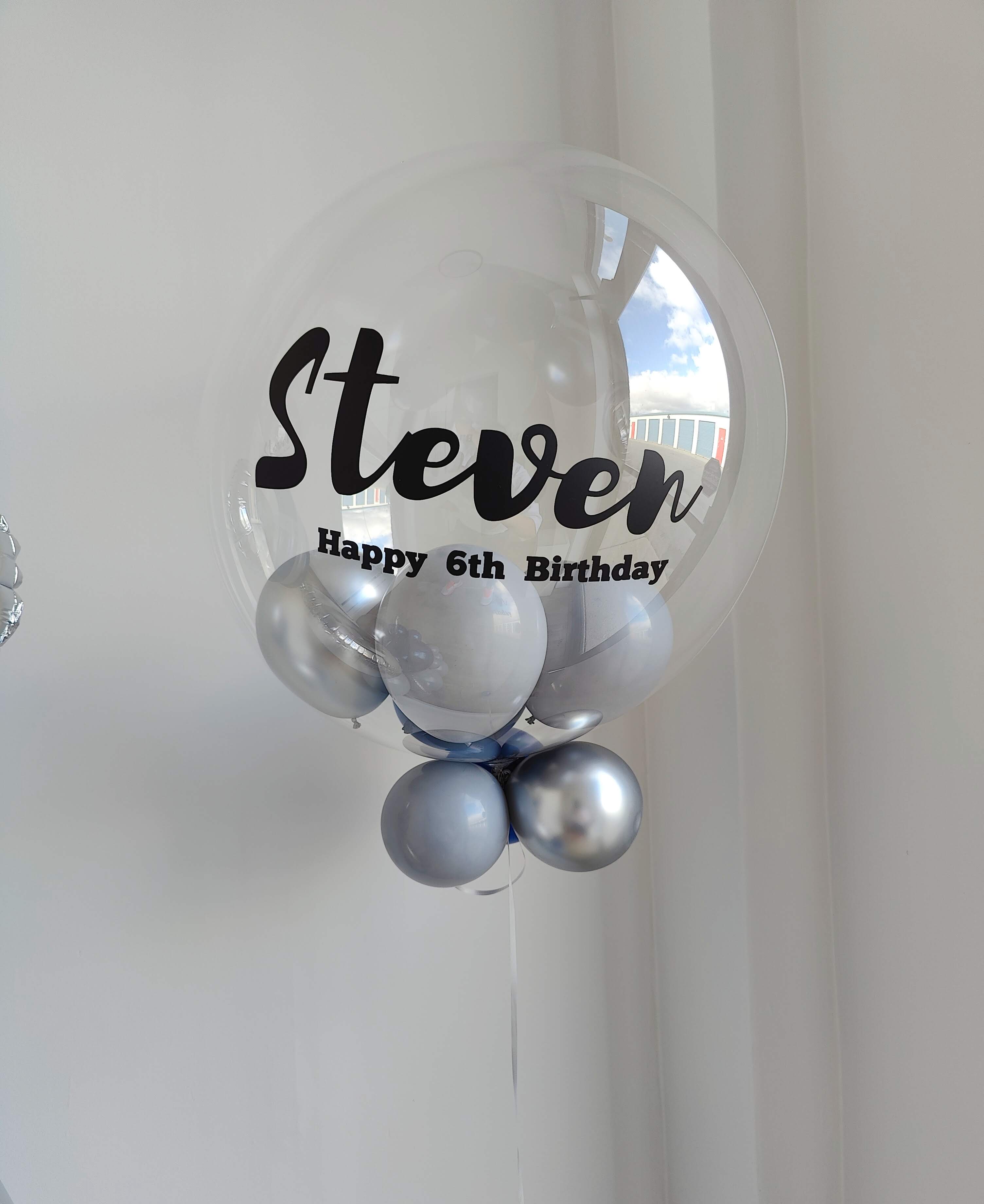 20-22 Inches Clear BoBo balloon with personalized Message and Theme