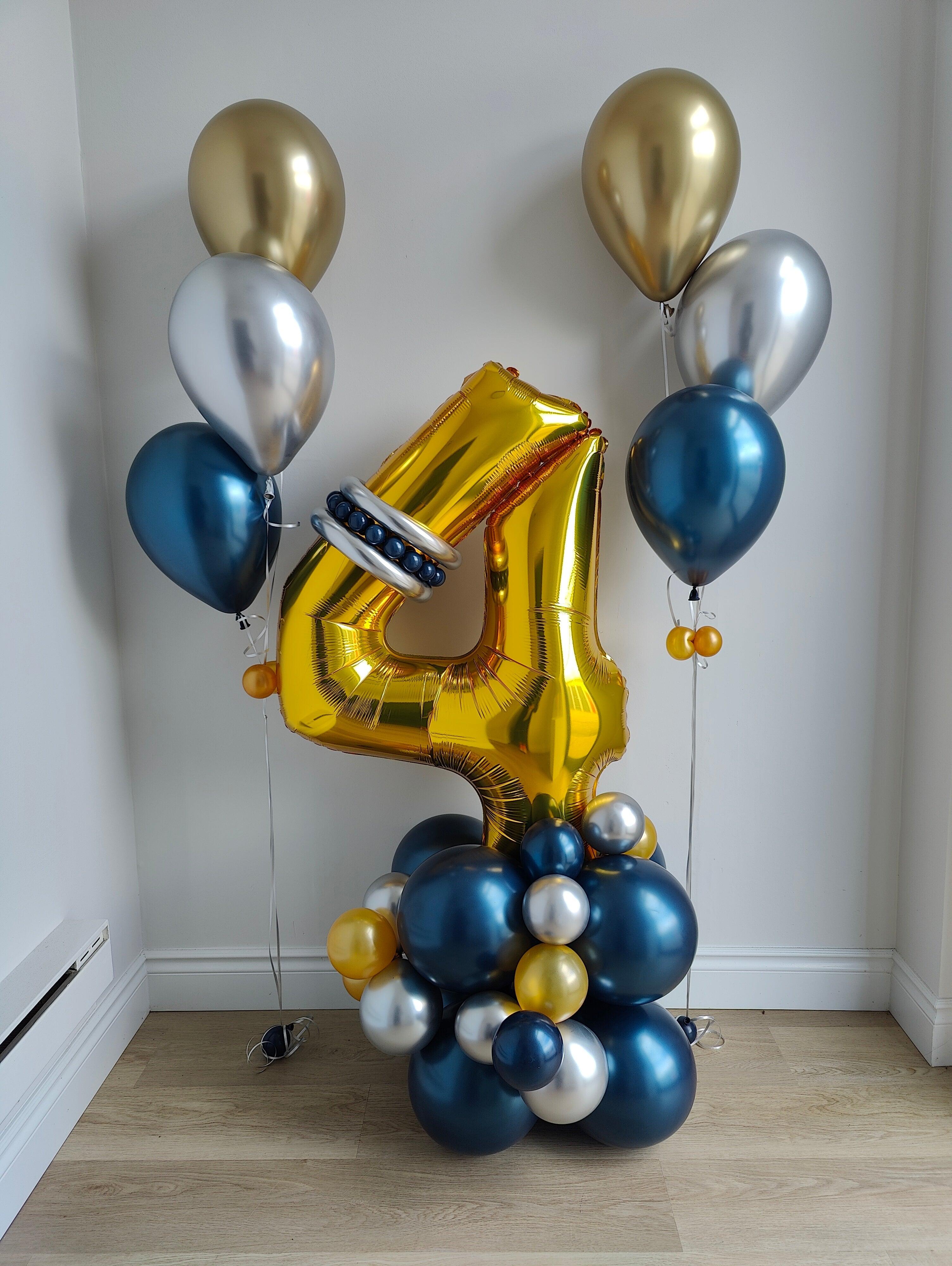 Single Number Balloon Arrangement with 6 Color Helium - Rainbow Flower Celebrate