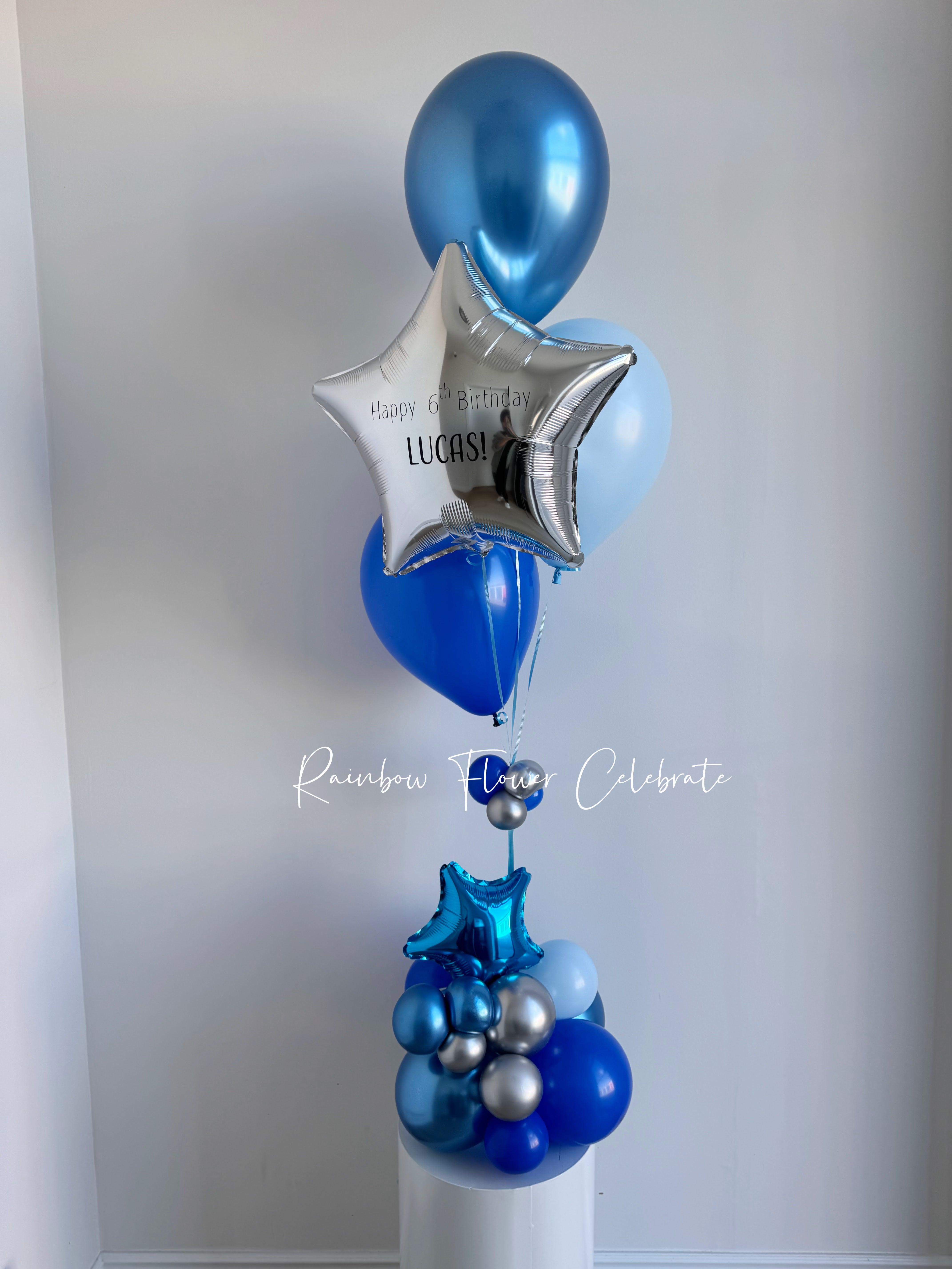 Center Piece Helium Bouquet with Personalized Message on Star or Heart