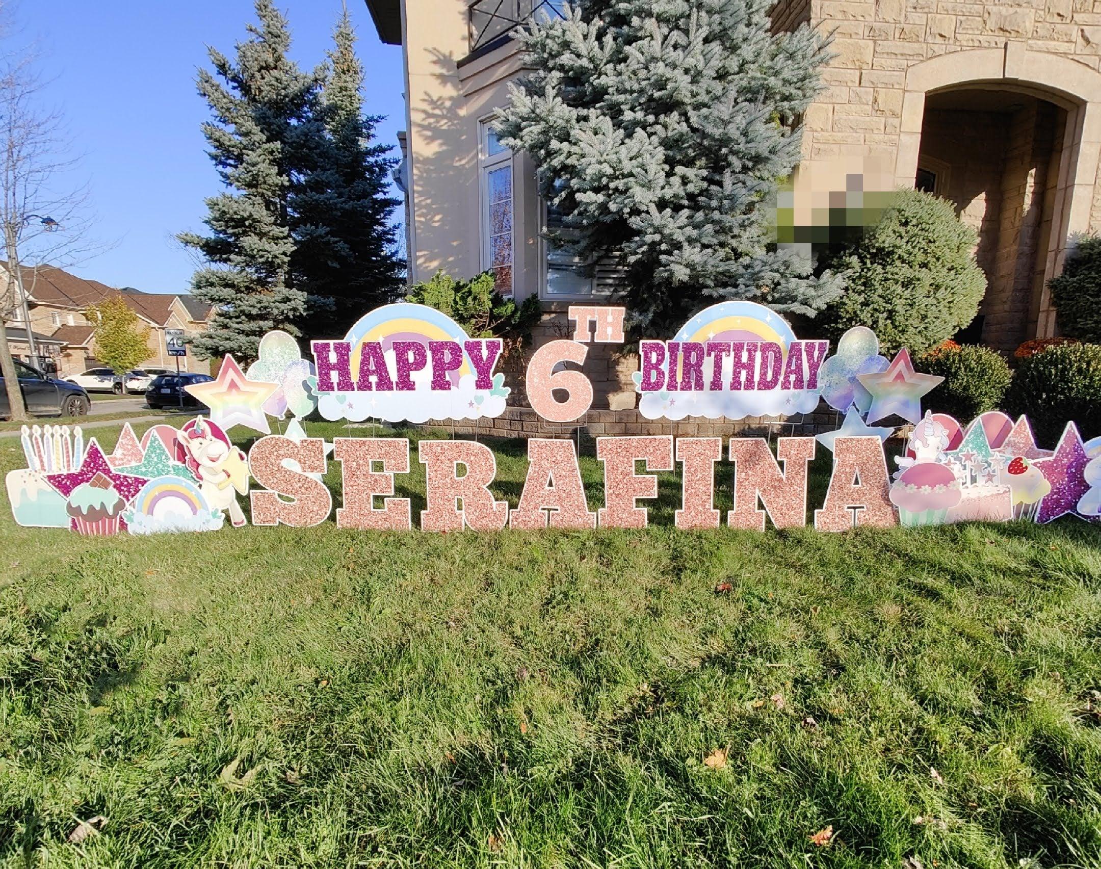 Premium Setup-Happy Birthday Lawn Card Greeting - Rainbow Flower Celebrate