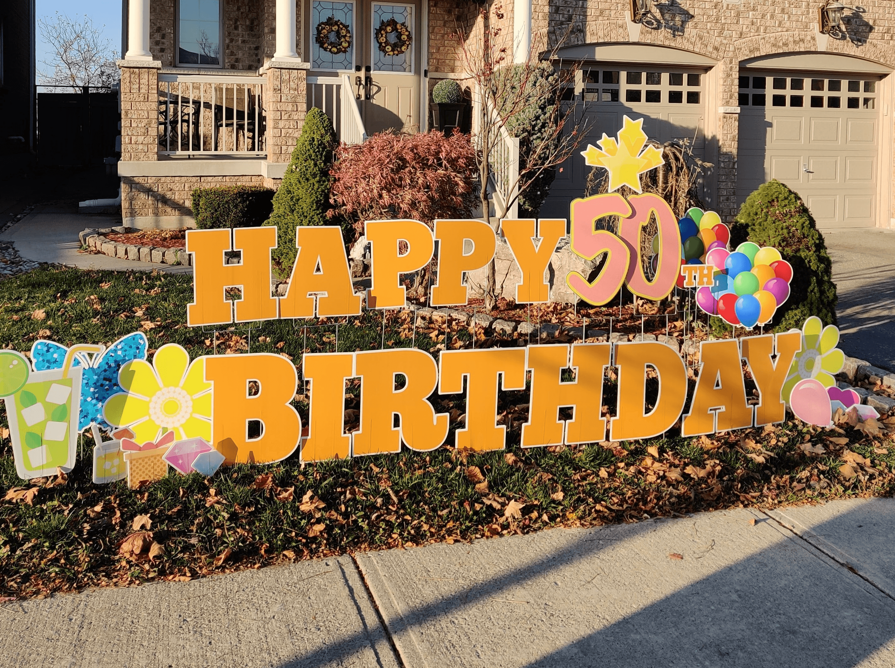 Simple Setup-Happy Birthday Lawn Card Greeting - Rainbow Flower Celebrate