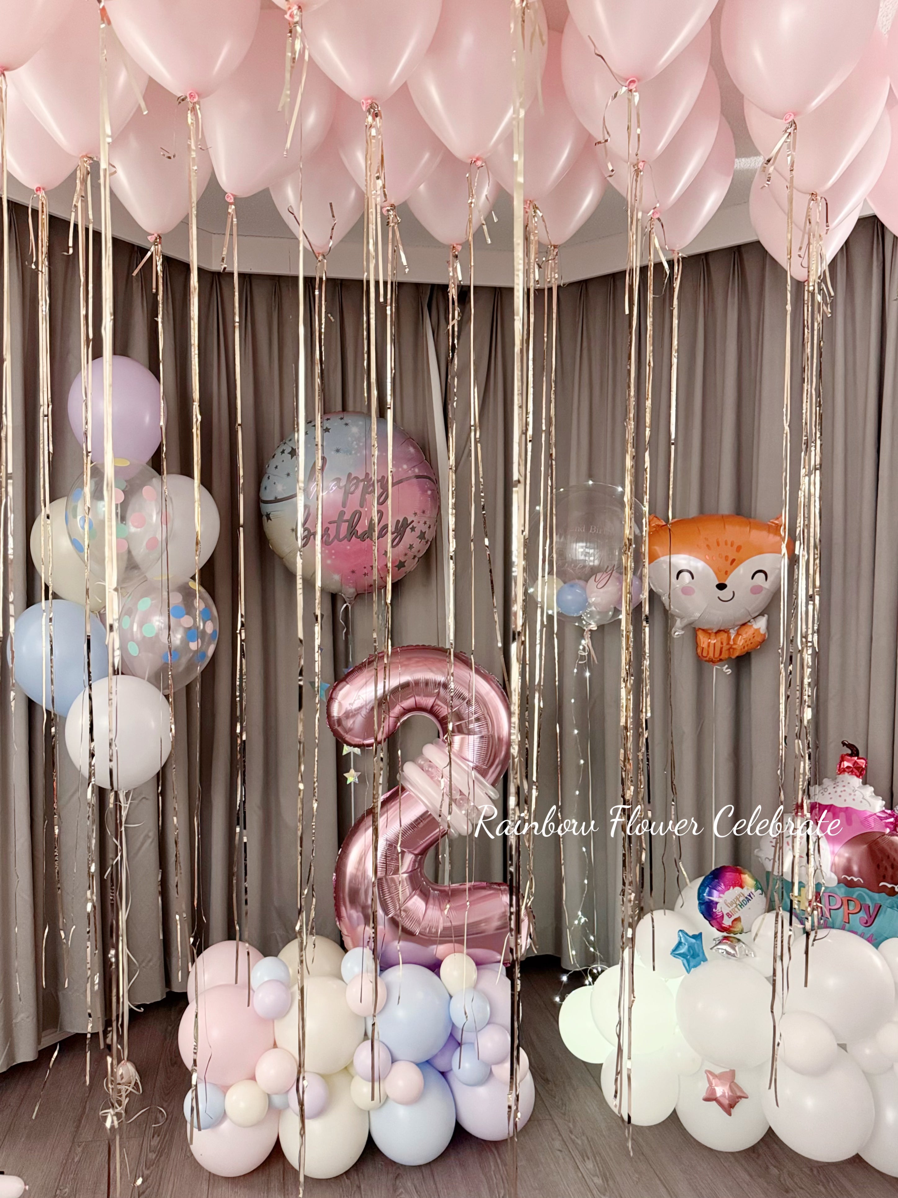 Ceiling Balloons - Rainbow Flower Celebrate