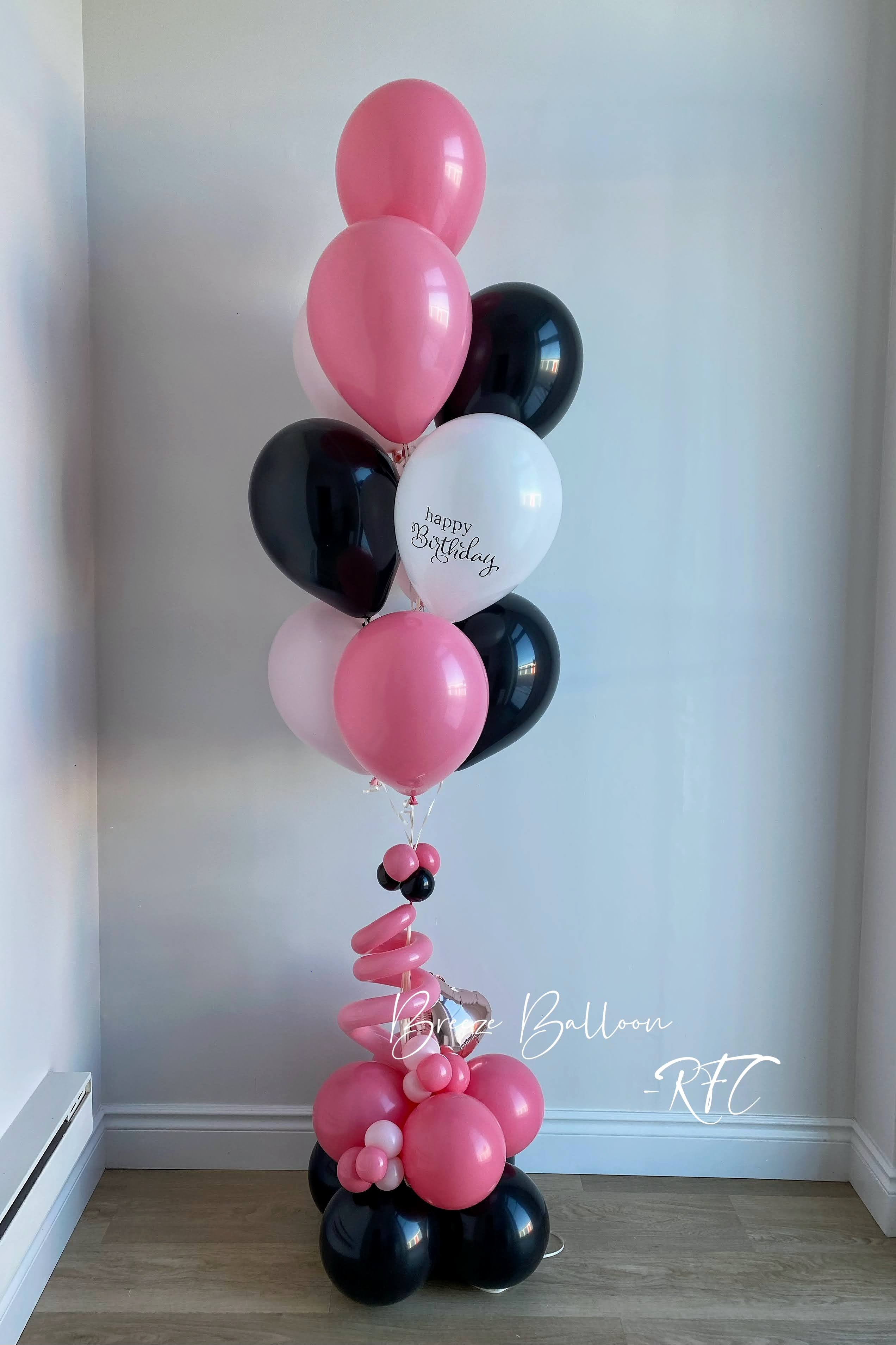 10 Helium Birthday Balloon Bouquet with Balloon Base