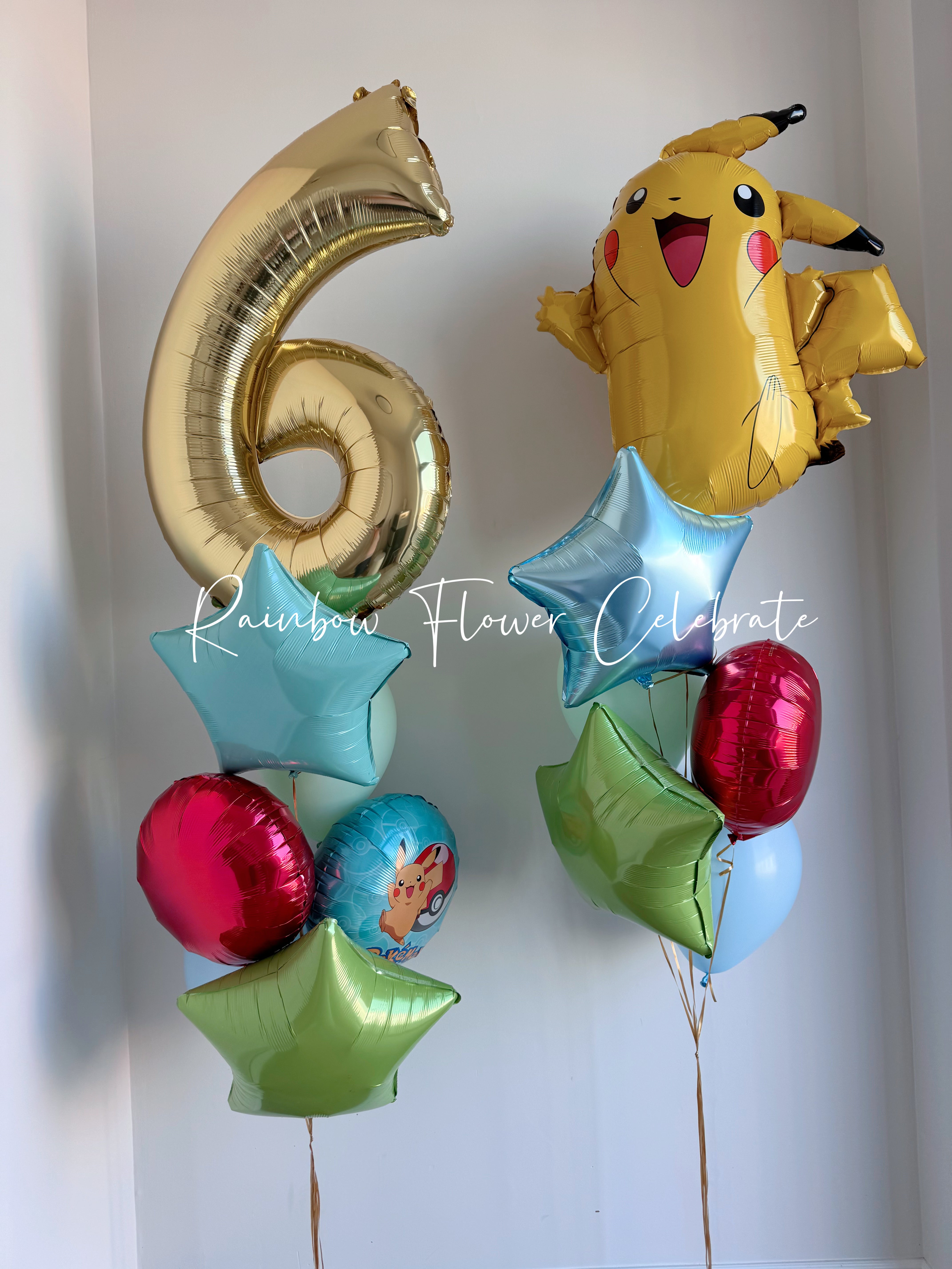 Number And Themed Foil Balloon Set - Rainbow Flower Celebrate