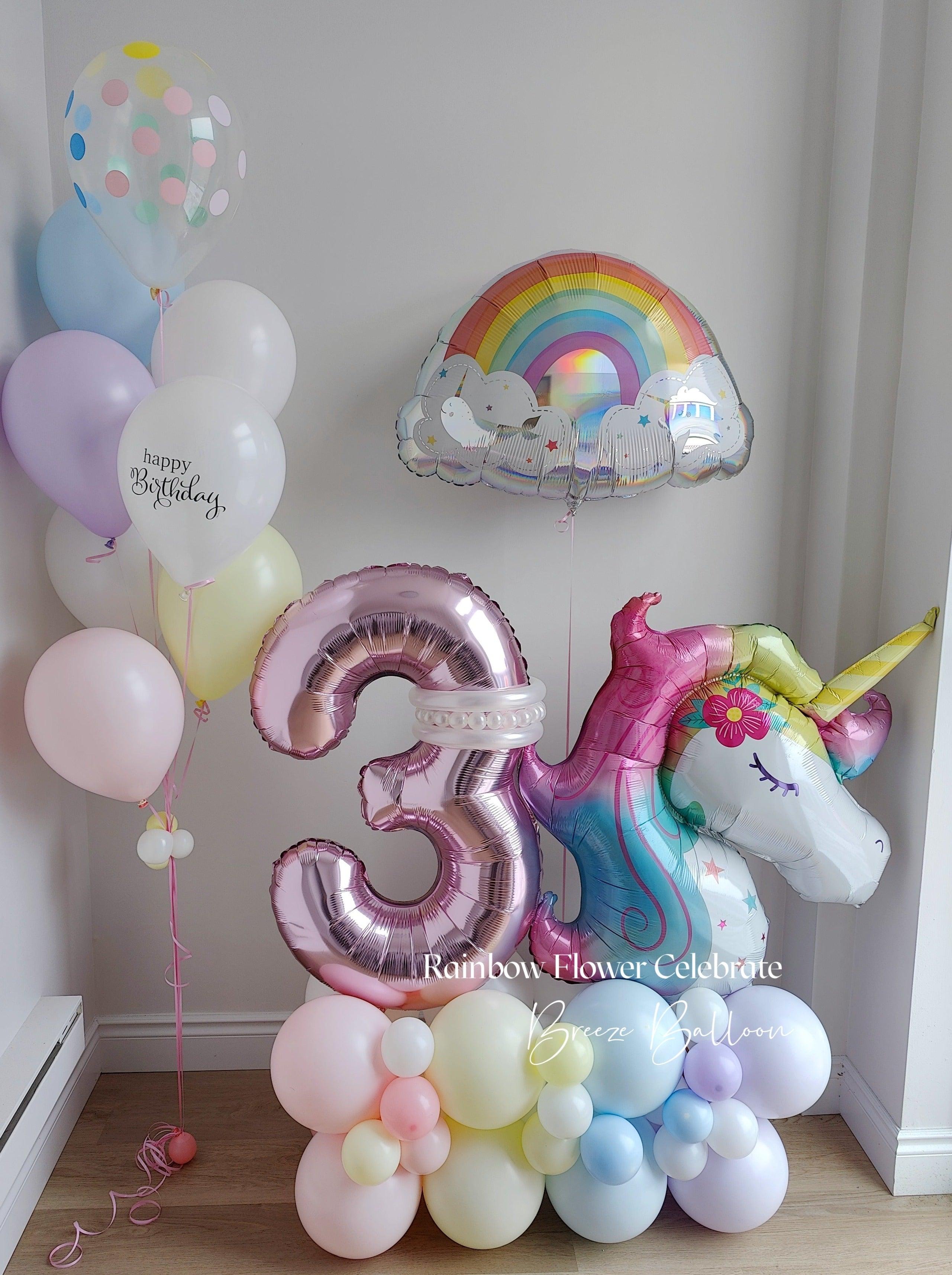 Number And Themed Floor Arrangement - Rainbow Flower Celebrate