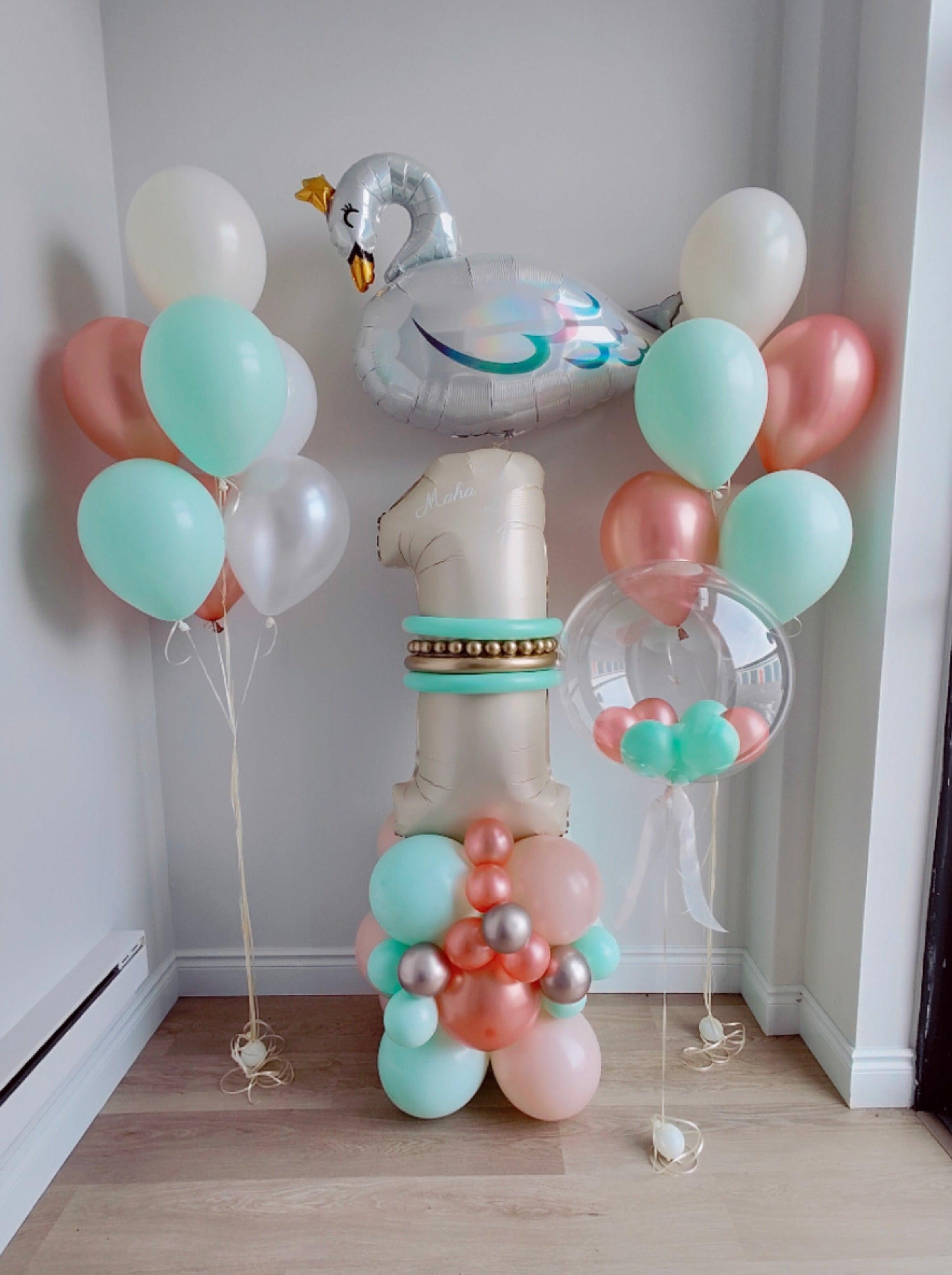 1 Year Old Balloon Arrangement - Rainbow Flower Celebrate