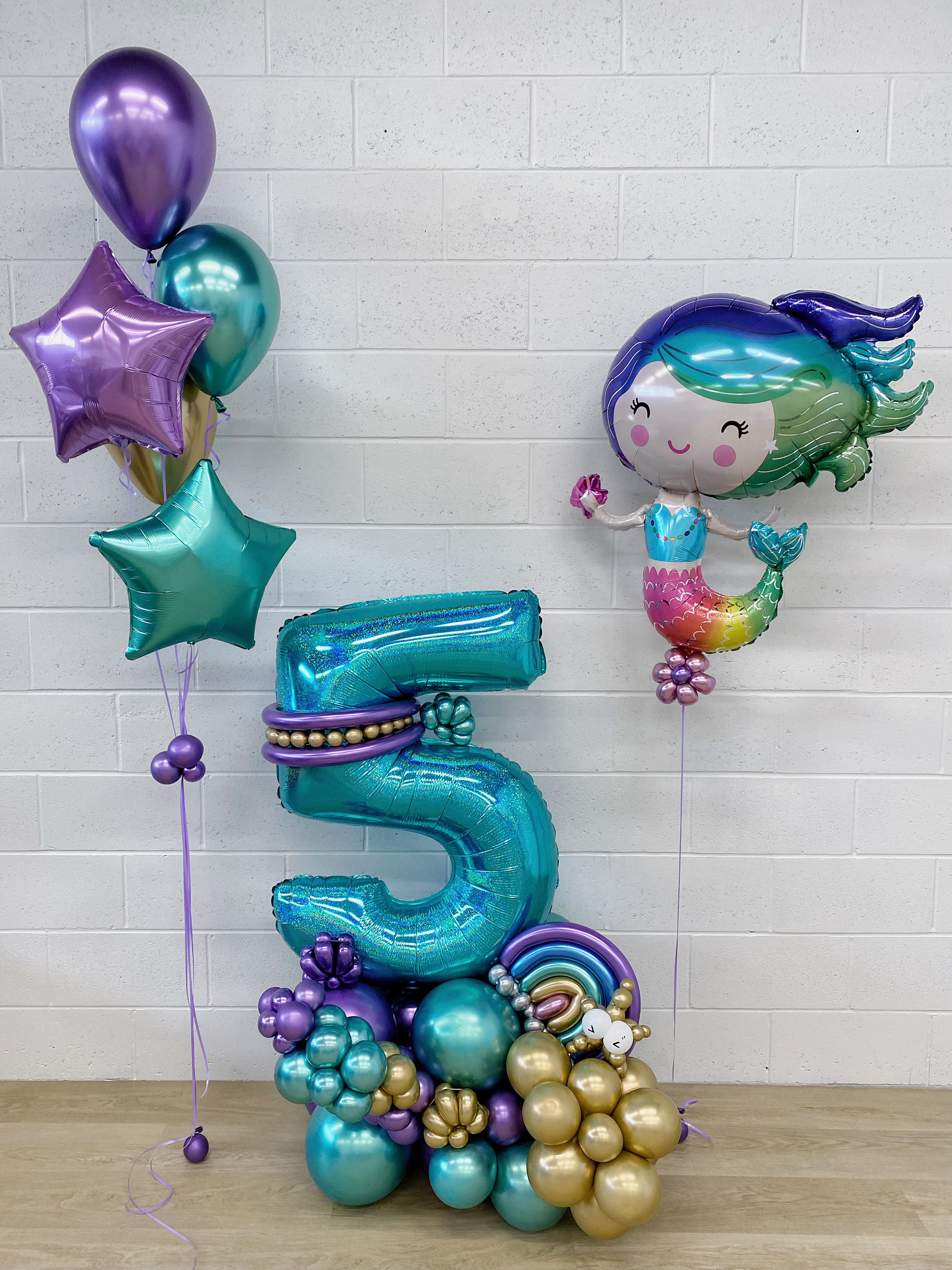 Mermaid Themed Arrangement With Number - Rainbow Flower Celebrate