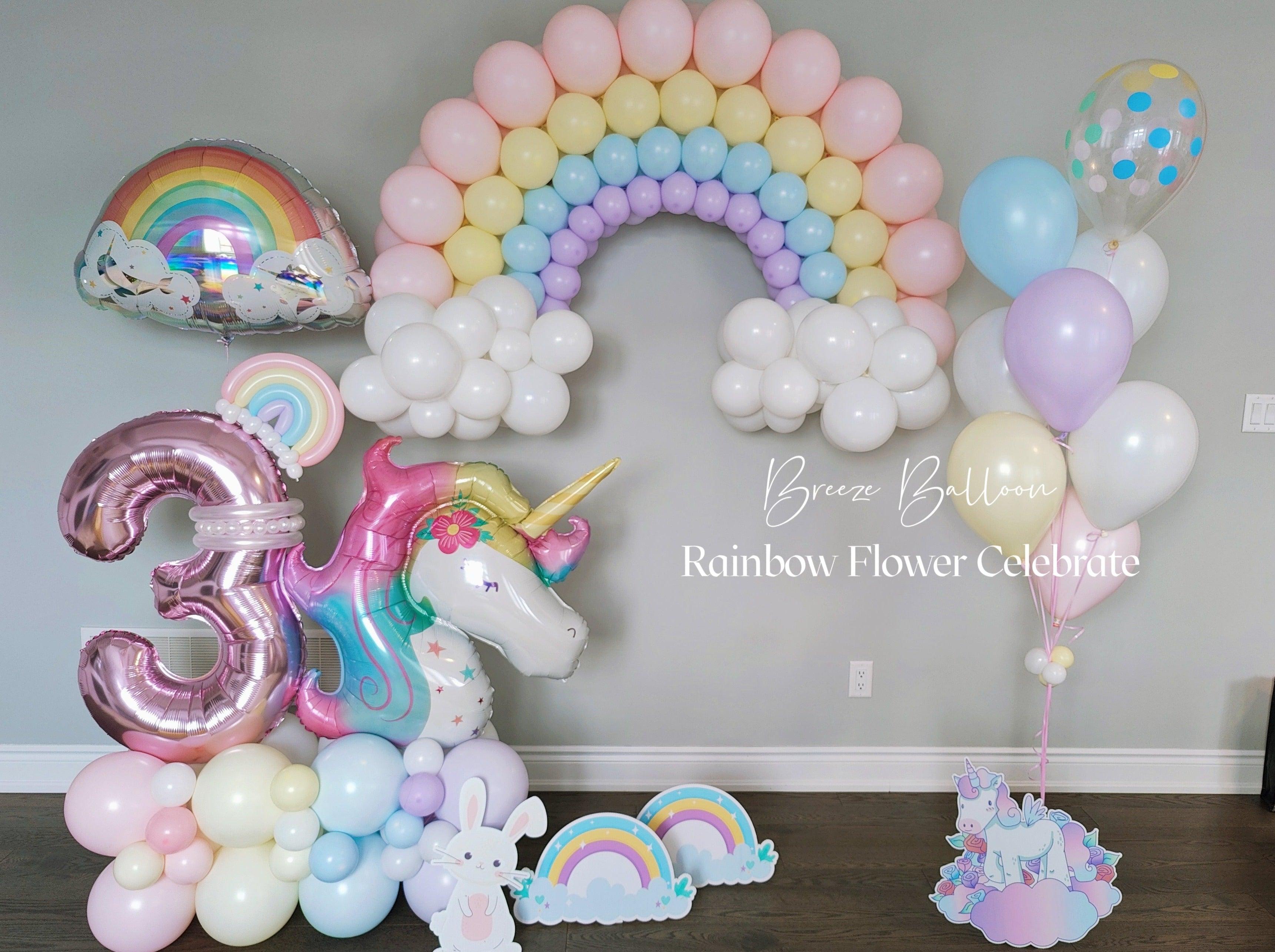 Rainbow+Floor Arrangement+Helium Balloons - Rainbow Flower Celebrate