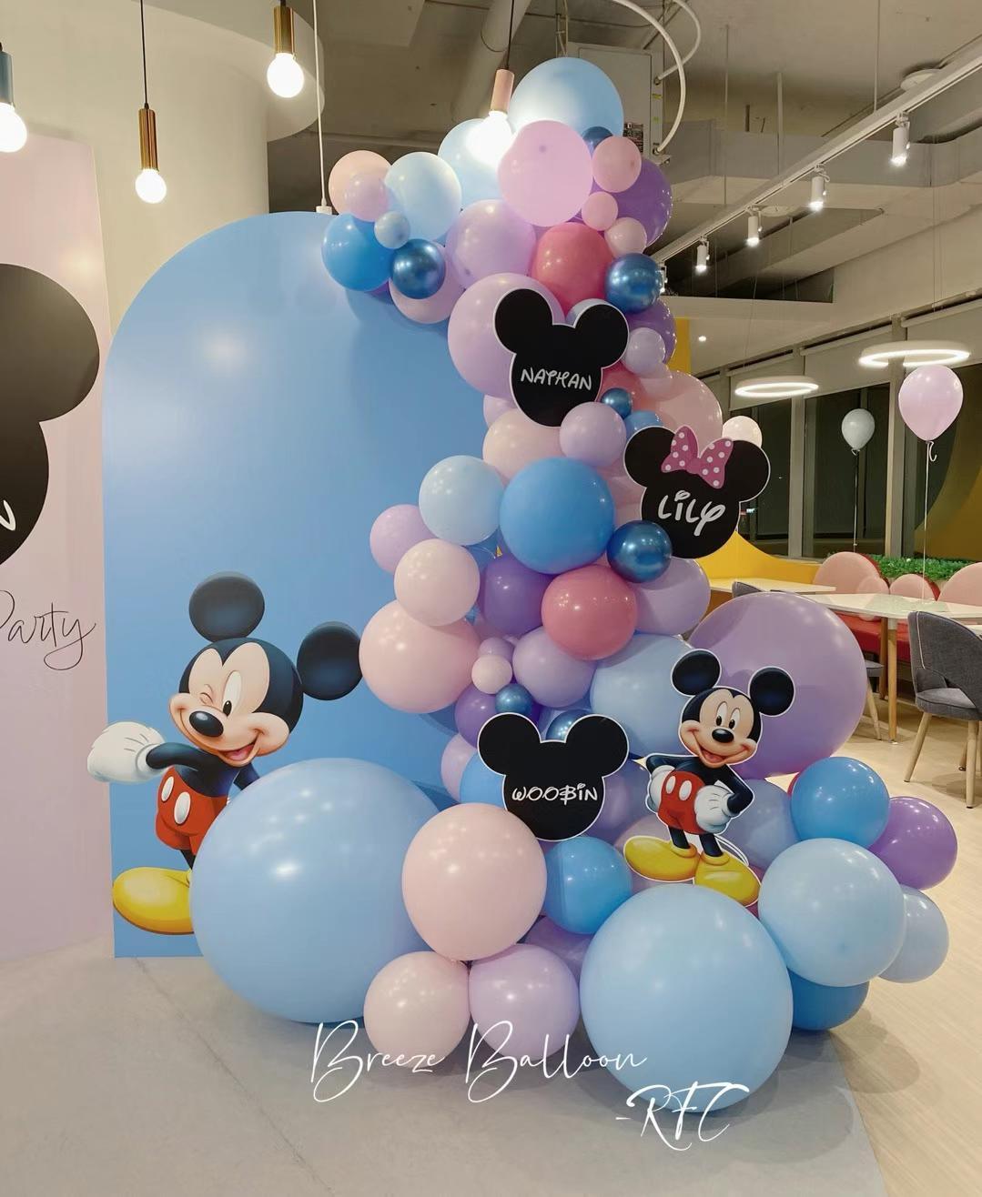 Micky&Minnie Themed Balloons, LED Number and Backdrops - Rainbow Flower Celebrate